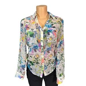 Express The Portofino Shirt Womens Long Sleeve Floral Print Button Up Size Small